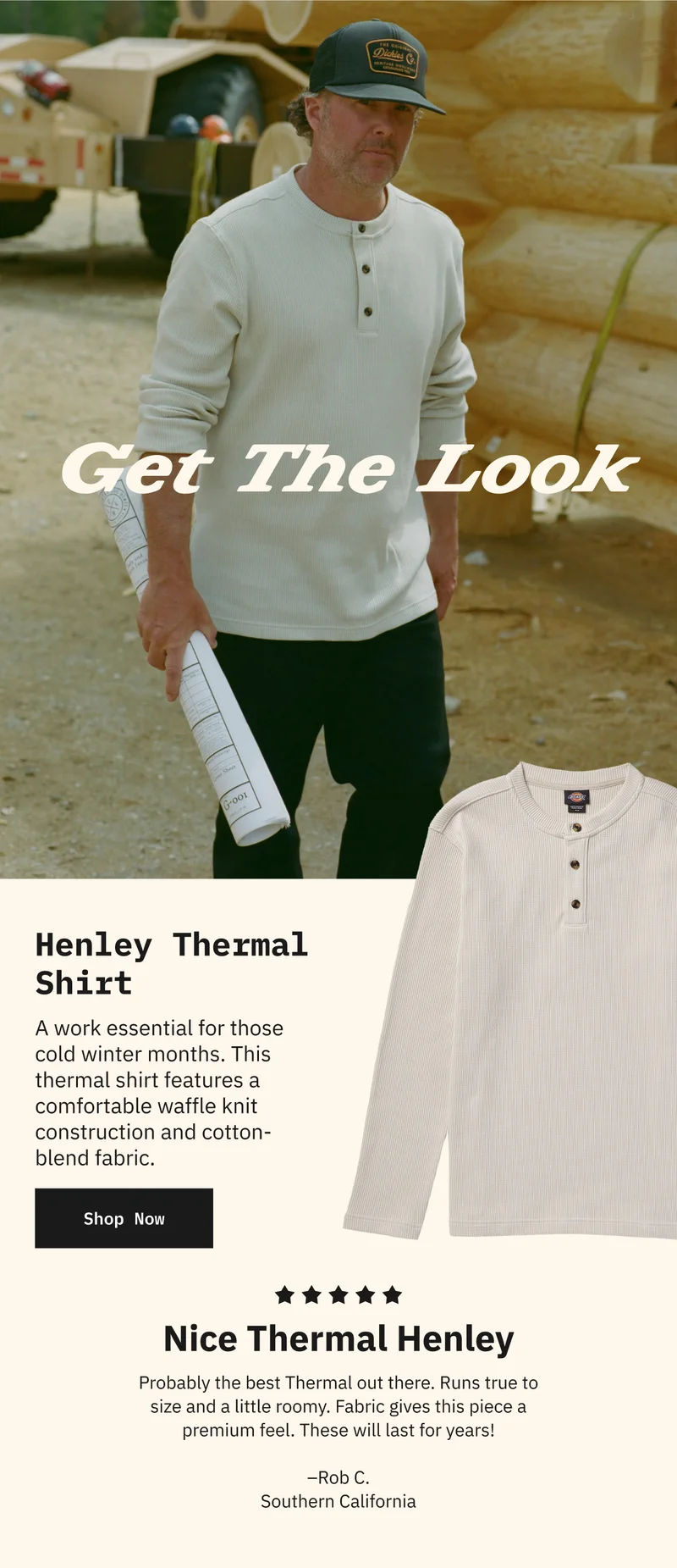 Get The Look. Henley Thermal Shirt. Shop Now.