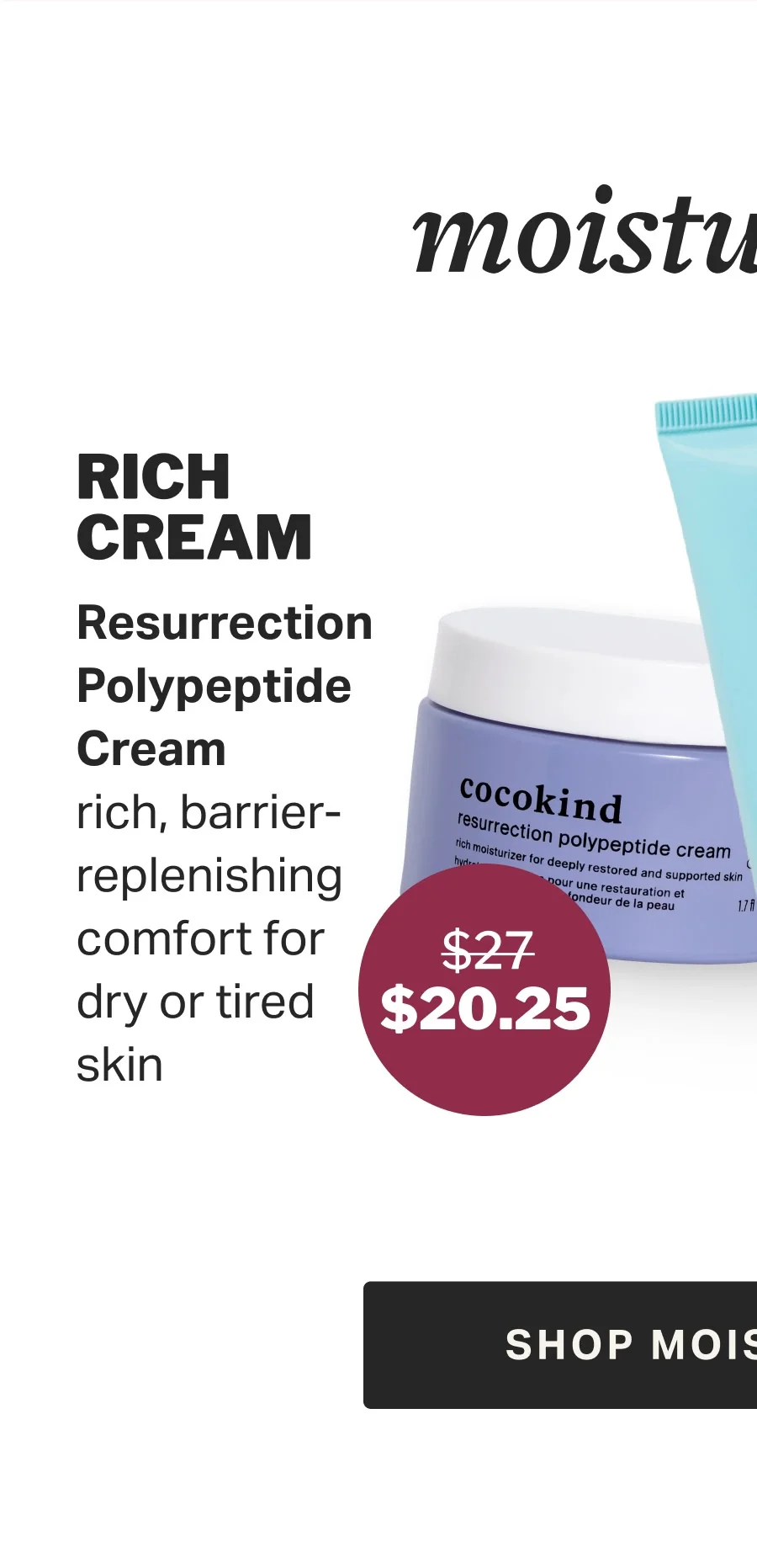 Resurrection Polypeptide Cream rich, barrier-replenishing comfort for dry or tired skin
