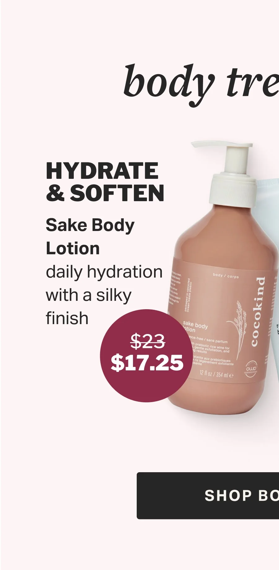 Sake Body Lotion daily hydration with a silky finish