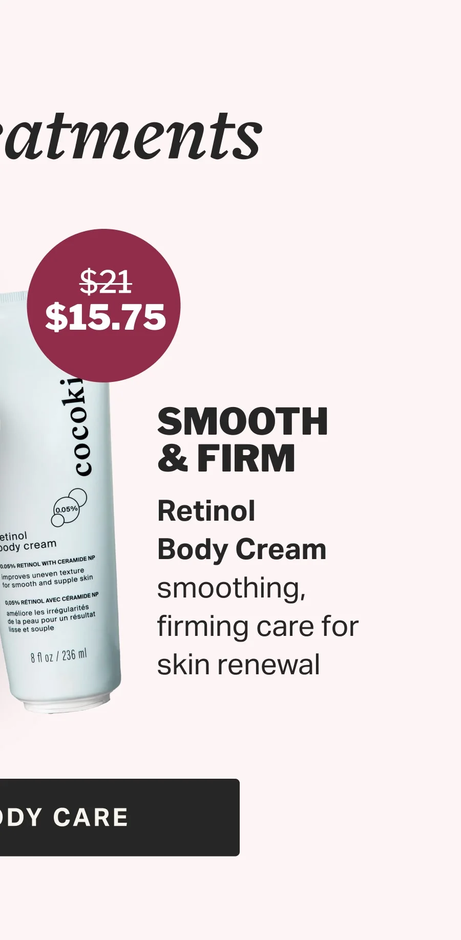 Retinol  Body Cream smoothing, firming care for skin renewal