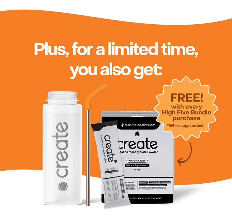 Plus, for a limited time, you also get a FREE water bottle, reusable straw, a 1 month supply Single Serve Powder.