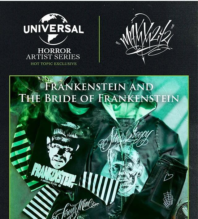 Universal Horror Artist Series Hot Topic Exclusive. Frankenstein and The Bride of Frankenstein. Shop Now