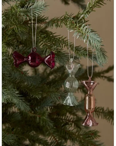 Dulcie Glass Ornament (set of 3)-Multi / Candy