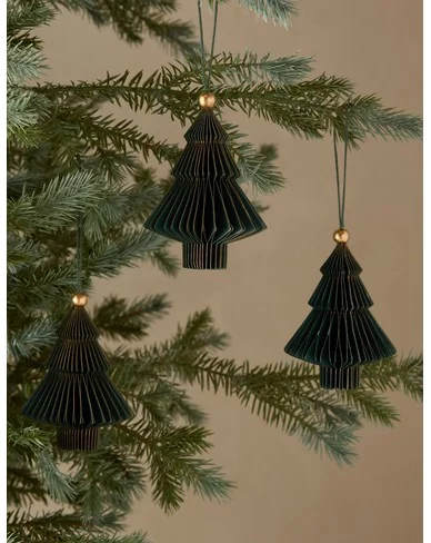Revel Paper Tree Ornaments (set of 3)-Green