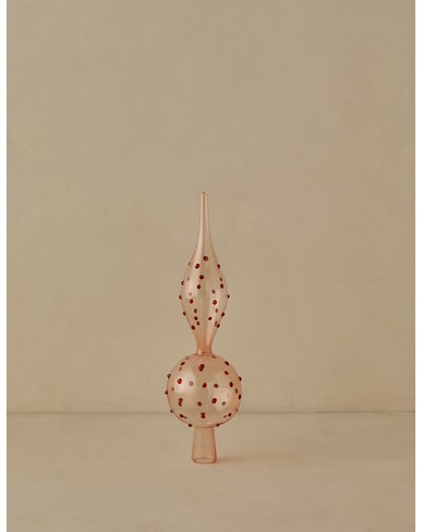Milay Glass Finial Tree Topper-Pink + Red