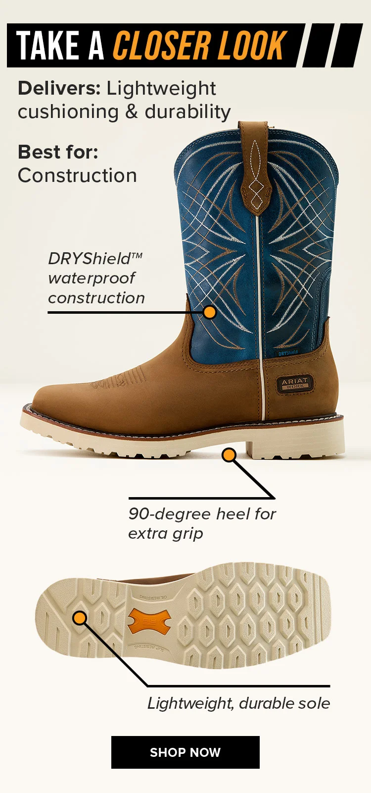 Shop Activator | DRYShield waterproof construction, 90-degree heel for extra grip, and lightweight, durable sole.