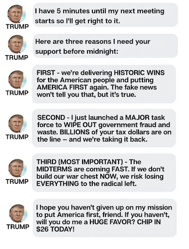 MESSAGE FROM TRUMP