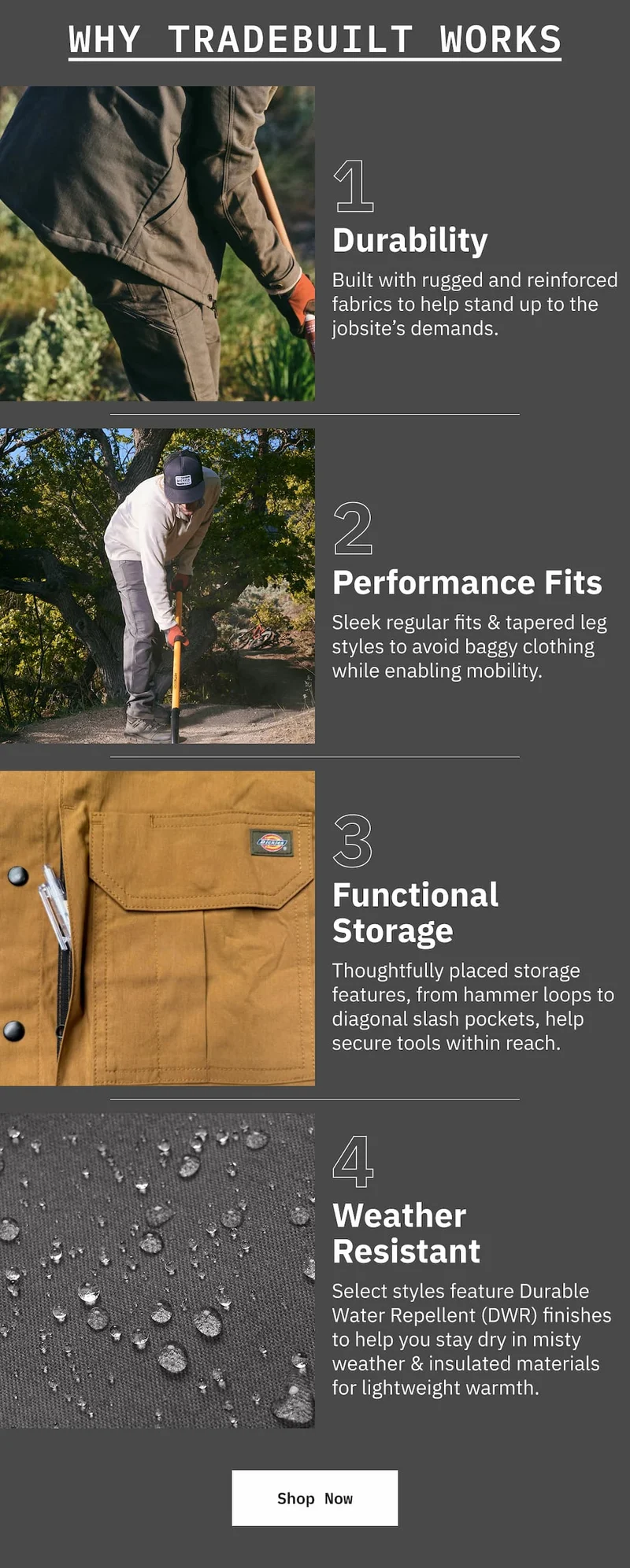 Tradebuilt. Utility Performance Workwear. Shop Now.