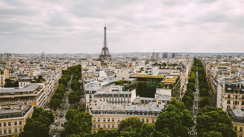 Image description: Aerial view of Eiffel Tower in Paris