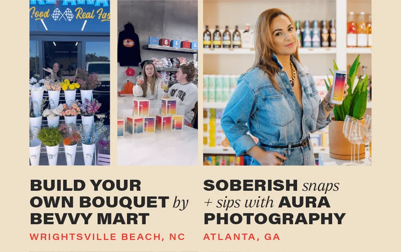 build your own bouquet by BEVVY MART in wrightsville beach, cn + SOBERISH snaps and sips with aura photography in atlanta, ga