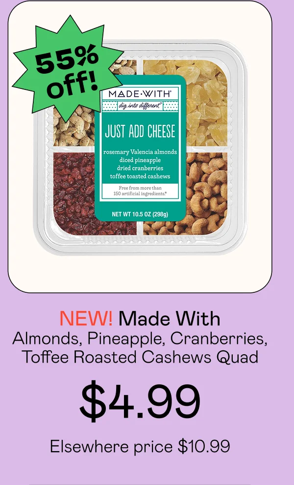 Almonds, Pineapple, Cranberries, Toffee Roasted Cashews Quad