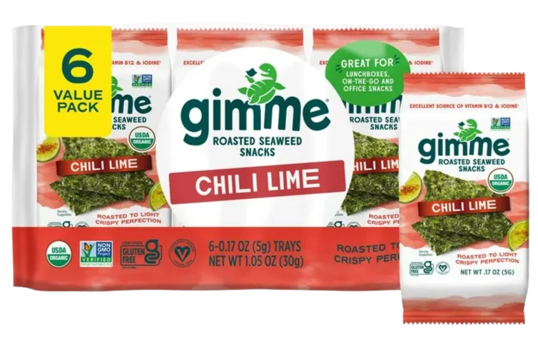 Image of Gimmie Chili Lime Roasted Seaweed Snacks (6 Pack)