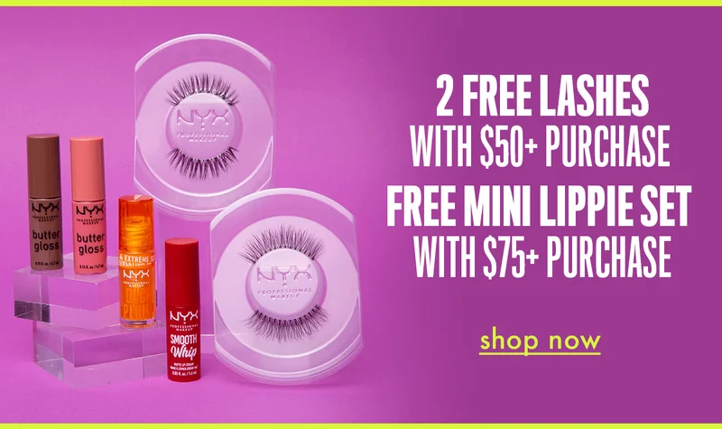 2 FREE LASHES WITH $50+ PURCHASE + FREE MINI LIPPIE SET WITH $75+ PURCHASE