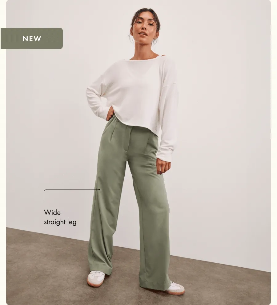Status Wide Leg Trouser in Grey Sage