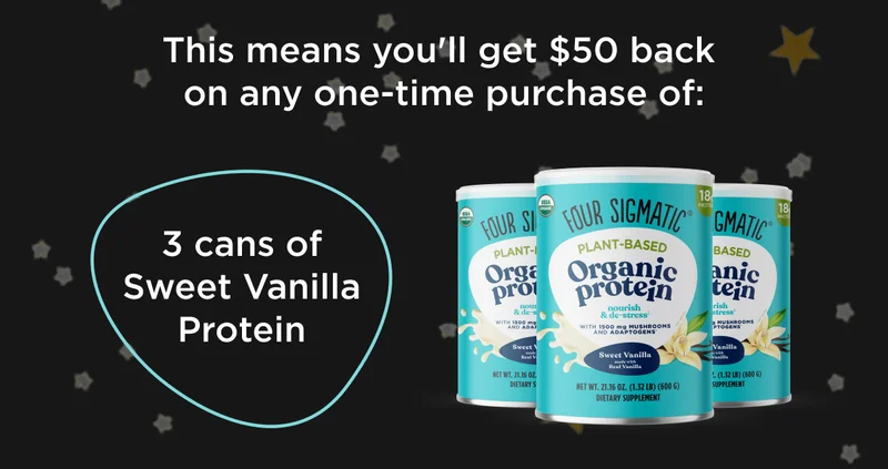 This means you'll get $50 back on any one-time purchase of: 3 cans of Sweet Vanilla Protein