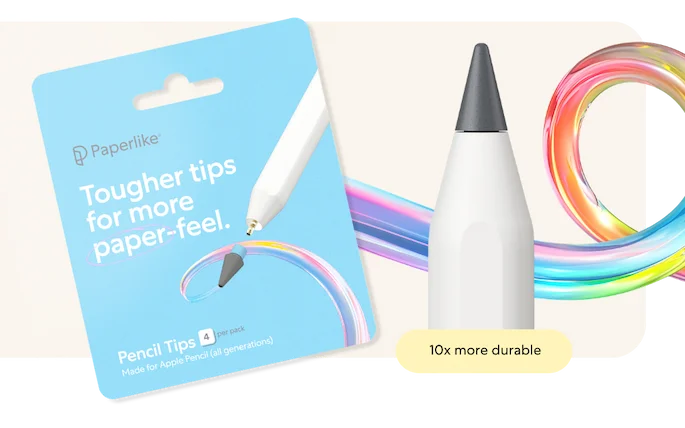 Photo of the Paperlike™ Pencil Tips with text "10x more duarble"
