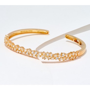 Diamonique x Kathy Levine Ice Dance Baguette Cuff, Sterling Silver