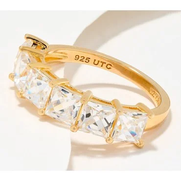 Diamonique x Kathy Levine Monaco C/O Cut Ring, 14k Plated