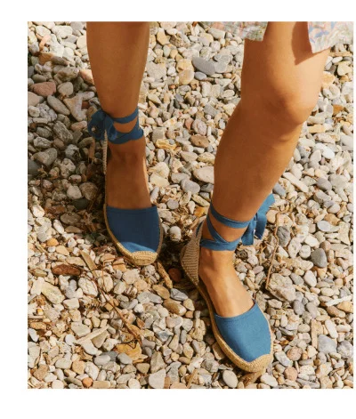 The Lauren Lace Up Espadrille -  French Blue