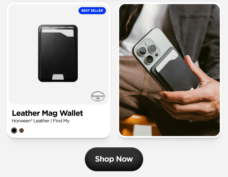 Leather Mag Wallet. Horween Leather. Find My Tracking Shop Now.