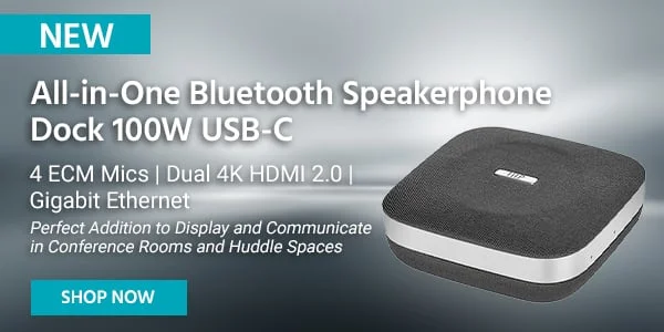 All-in-One Bluetooth Speakerphone Dock 100W USB-C 4 ECM Mics | Dual 4K HDMI 2.0 | Gigabit Ethernet Perfect Addition to Display and Communicate in Conference Rooms and Huddle Spaces