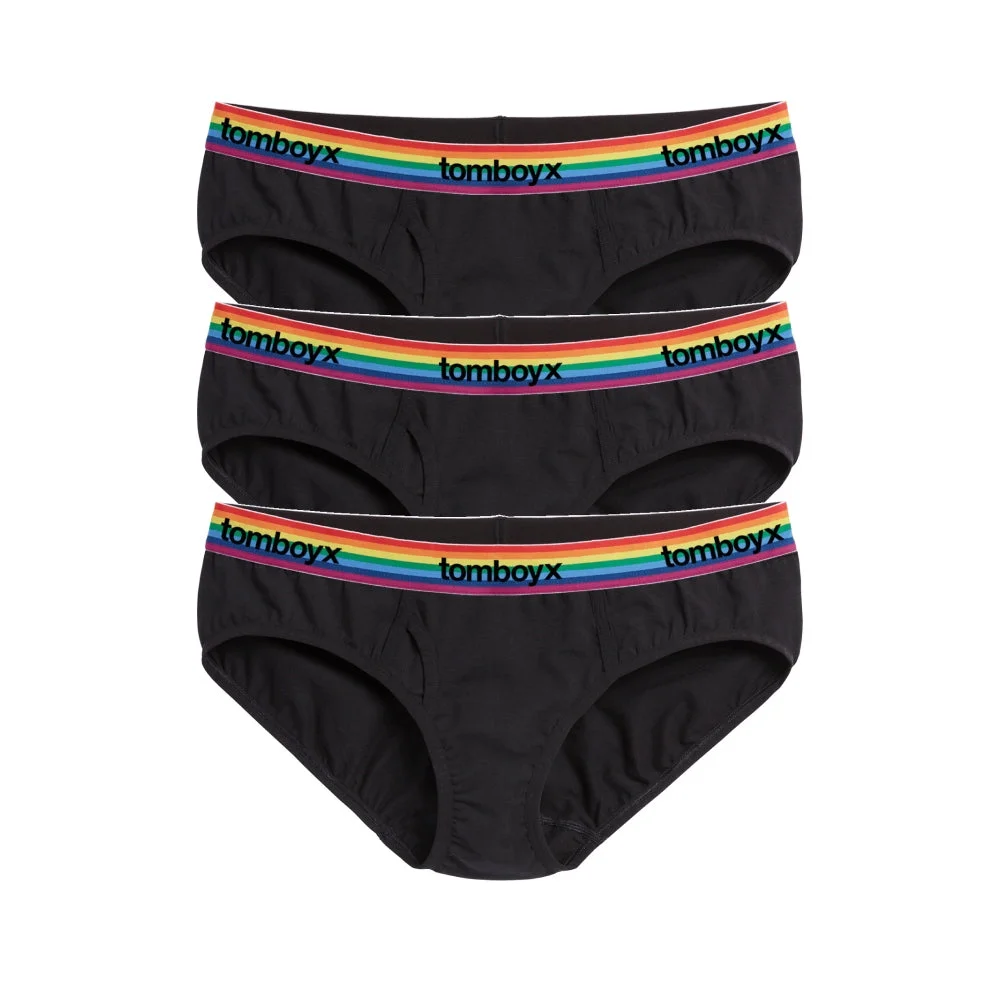 Image of Iconic Briefs 3-Pack - Cotton Black Rainbow Logo