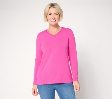 Jingle Belles by Kim Gravel TripleLuxe Knit Sparkle V-Neck Top