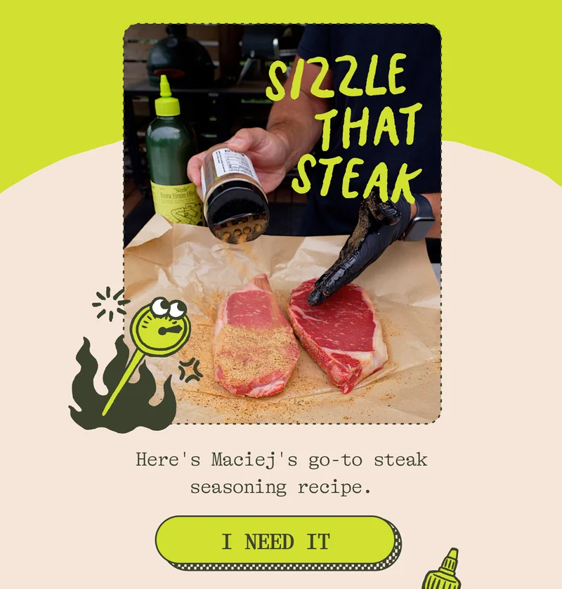 SIZZLE THAT STEAK Here's Maciej's go-to steak seasoning recipe. I NEED IT