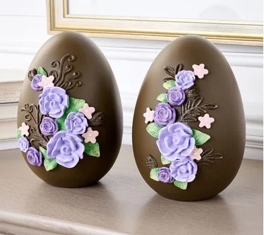 Set of 2 Chocolate Flower Embossed Eggs by Valerie