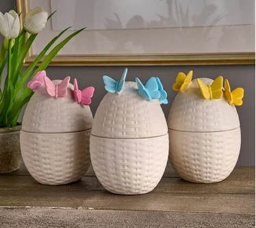 HomeWorx by Slatkin & Co. S/3 6oz Wicker Egg Charm Candles