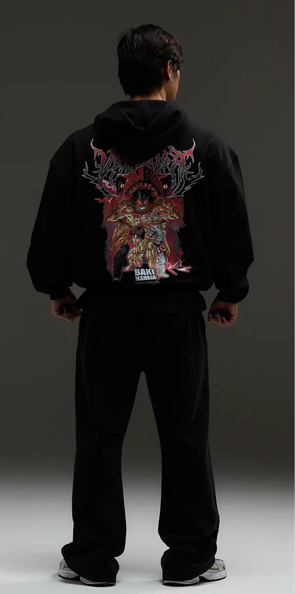 VQ x Baki: Black Boxy Oversized Hoodie
