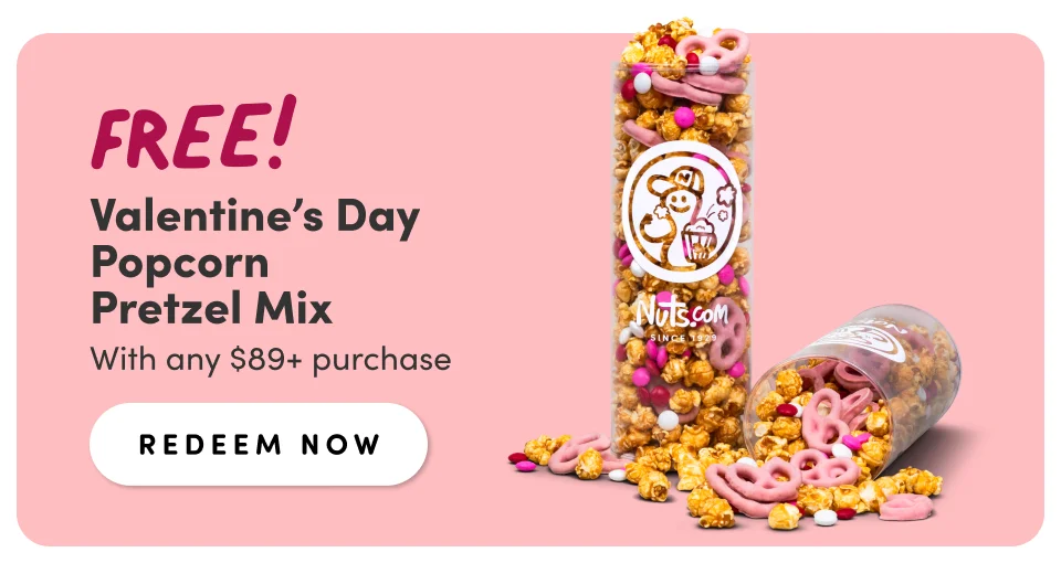 FREE! Valentine's Day Popcorn Pretzel Mix; With any $89+ purchase; REDEEM NOW