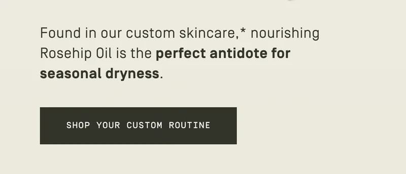 Found in our custom skincare,* nourishing Rosehip Oil is the perfect antidote for seasonal dryness | Shop your custom routine