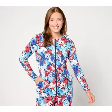 Denim & Co. Beach Zip-Front Swim Cardigan