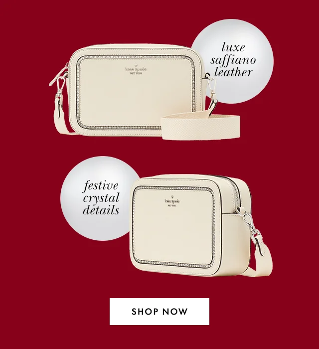 luxe saffiano leather festive crystal details Shop Now