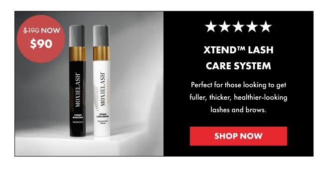 MoxieLash XTEND Lash Care System including serum and mascara with gold and black caps