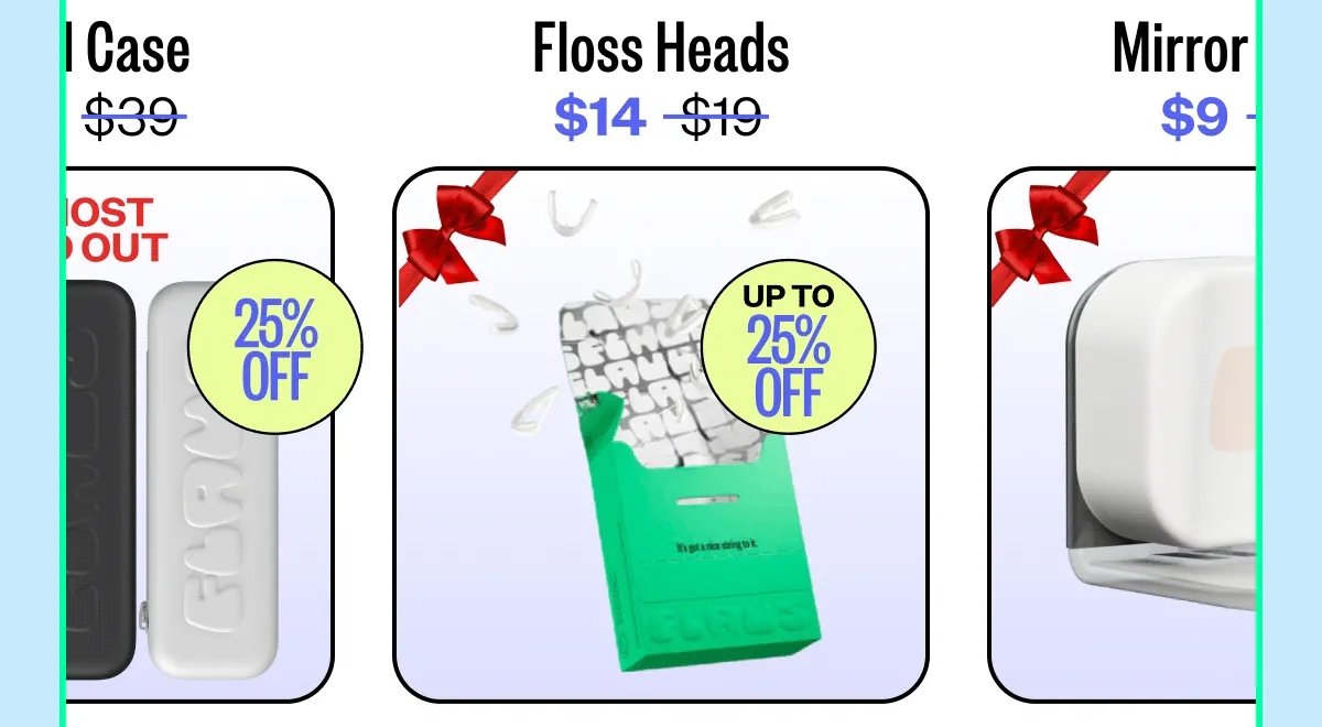 Travel case 25% off, $29 | Floss Heads up to 25% off, $14 | Mirror Mount 25% off, $9