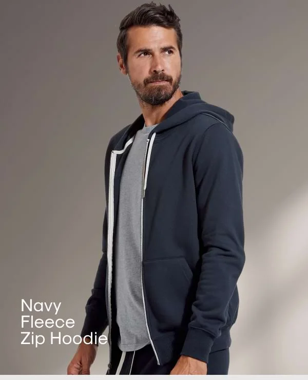 Navy Fleece Zip Hoodie