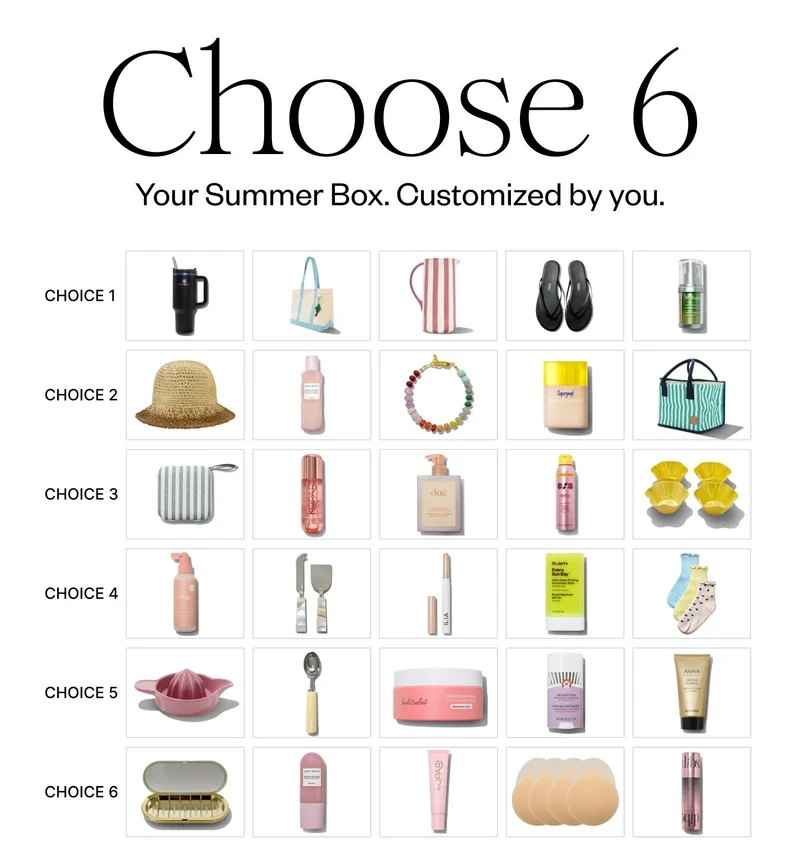 Choose 6 | Your Summer Box. Customized by you.