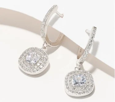 Diamonique Classics Leverback Earrings, Sterling Silver
