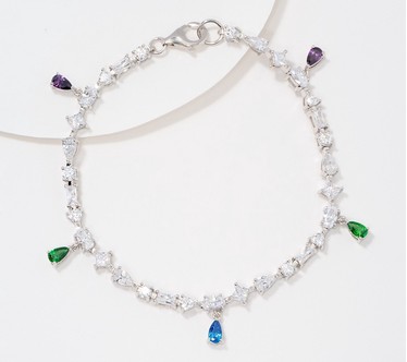 Diamonique x Kathy Levine Multi-Shape Whimsy Bracelet Sterling Silver