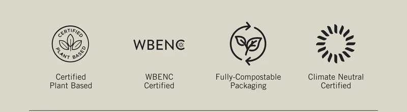 Certified Plant Based. WBE NC Certified. Fully-Compostable Packaging. Climate Neutral Certified.