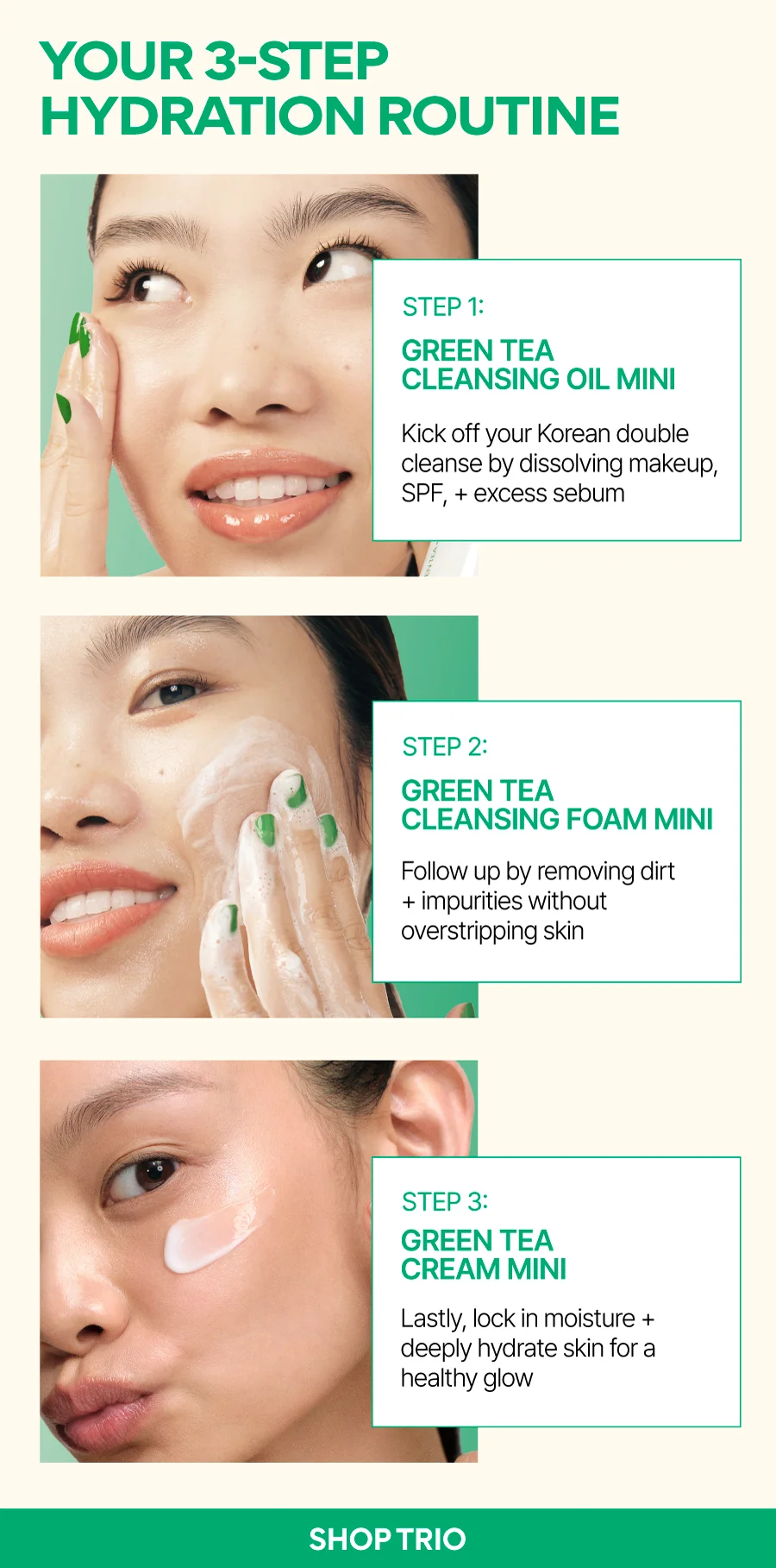 GREEN TEA MINI DOUBLE CLEANSE + HYDRATE TRIO