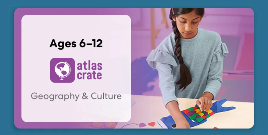 Child exploring KiwiCo World geography crate. Fun activities on culture and world exploration for ages 6–12
