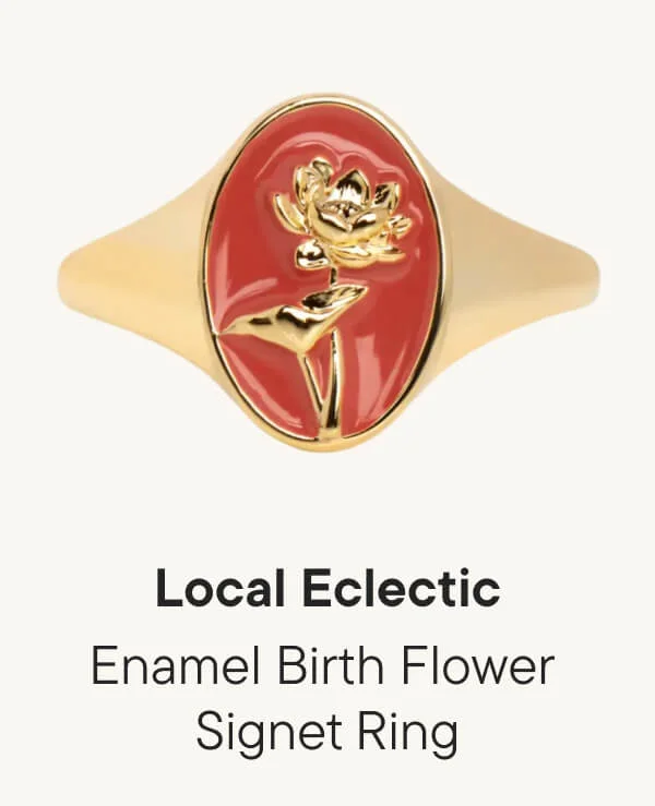 Enamel Birth Flower Signet Ring Enamel Birth Flower Signet Ring