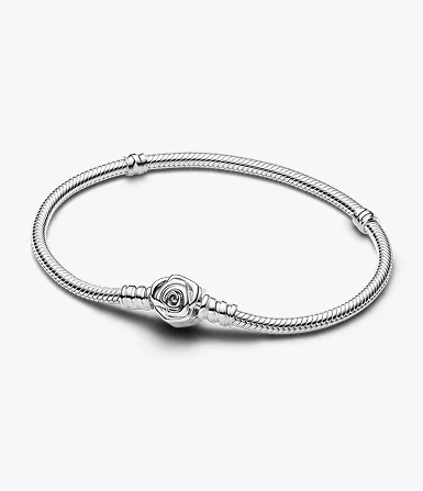 Rose in Bloom Clasp Snake Chain Bracelet
