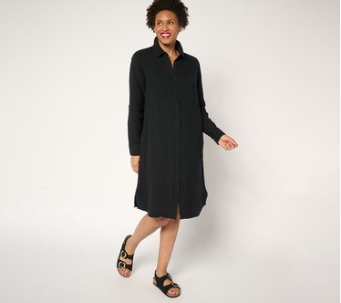 Denim & Co. Beach Regular Cotton Gauze Button Front Dress Cover-Up