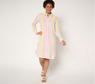Denim & Co. Beach Petite Cotton Gauze Button Front Dress Cover-Up