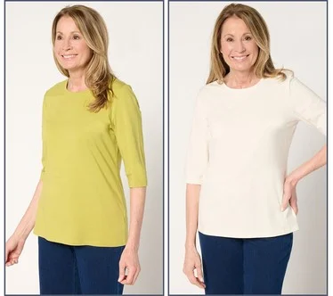 Denim & Co. Essentials 2-Pack Favorite Jersey Ballet Sleeve Tops