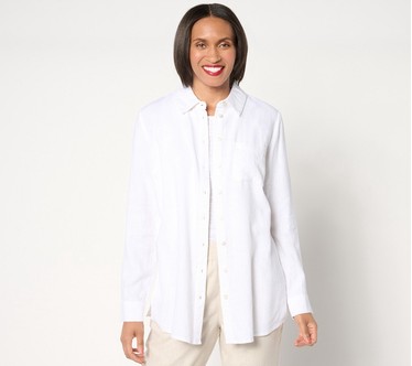 Denim & Co. Naturals Linen Blend Regular Button-Front Tunic